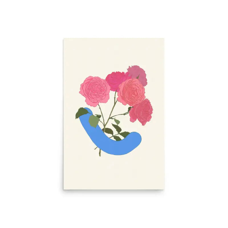 Floral poster of Okay Bouquet 14 featuring five stemmed roses by Good Grief Studio